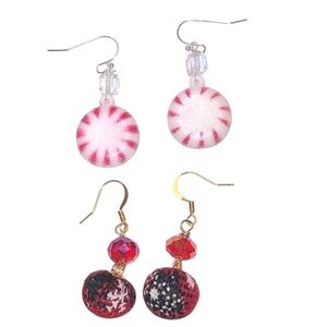 HANDCRAFTED Red and White Festive CHRISTMAS HOLIDAY Earrings Set